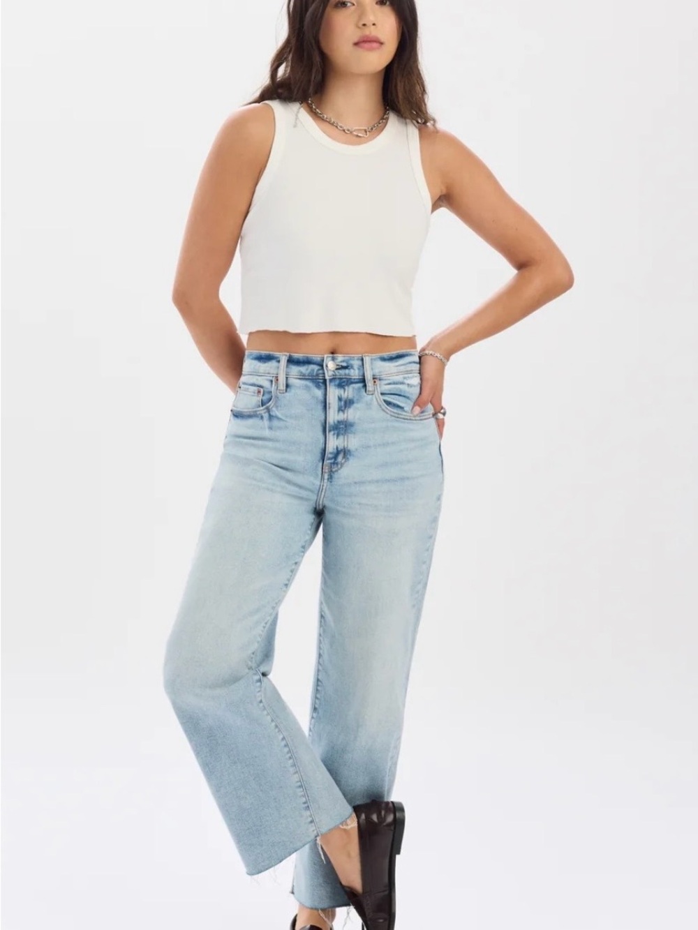 Daze Denim PLEASER HIGH RISE WIDE ANKLE IN MIRACLE will not leave up long! - Picture 2 of 6